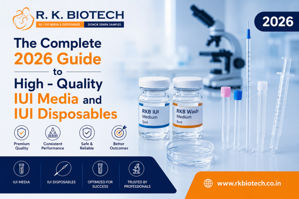 High-quality IUI media bottles and IUI disposable laboratory products displayed in a modern fertility lab environment for 2026 guide
